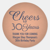 Jaarlijks kaste bij de marine blauw en koper ronde sticker (Voorkant)