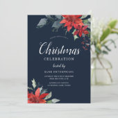 Jaarlijks Kerstfeest Corporate Gala Event Navy Kaart (Staand voorkant)