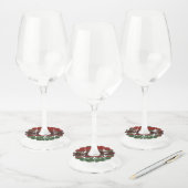 Jaarlijks Kerstfeest Geruit Wijnglaslabel (Set)