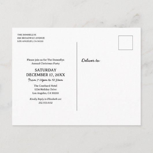 Jaarlijks kerstfeest Save the Date Aankondigingskaart (Achterkant)