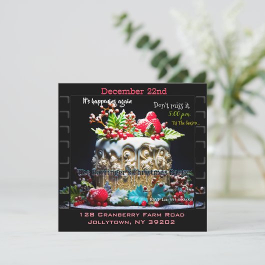 Jaarlijks Kerstmis Dessert Fun Party Kaart (Staand voorkant)