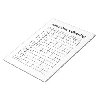 Jaarlijks ontwerp voor gezondheidscontrolelogboek notitieblok