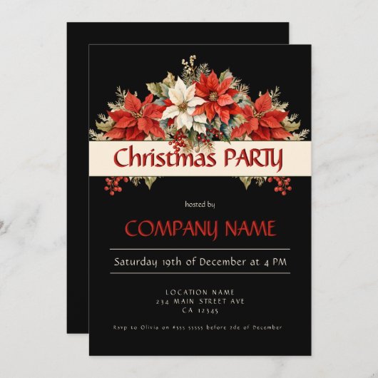 Jaarlijks zakelijk kerstfeest kaart (Voorkant / Achterkant)