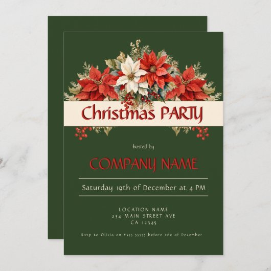 Jaarlijks zakelijk kerstfeest kaart (Voorkant / Achterkant)