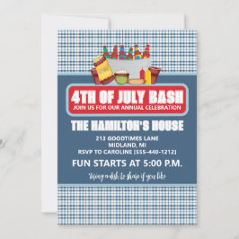 Jaarlijkse 4 juli-feestuitnodigingen kaart