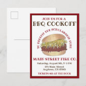 Jaarlijkse BBQ Pork Barbecue Sandwich Cookoff Cook Uitnodiging Briefkaart (Voorkant / Achterkant)