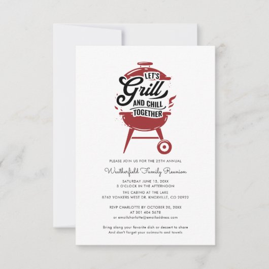 Jaarlijkse BBQ Zomerfeest voor de Familie Reünie Kaart (Voorkant)