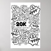 Jaarlijkse besparingstracker - bespaar $ 20.000 in poster (Voorkant)