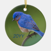 Jaarlijkse Bluebird Kerstmis Keramisch Ornament (Voorkant)