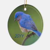 Jaarlijkse Bluebird Kerstmis Keramisch Ornament (Links)