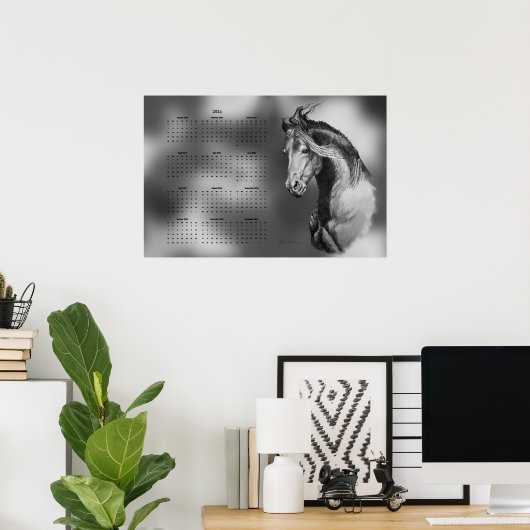 Jaarlijkse Calentar Mooie Hengst Paard Poster (Thuiskantoor)