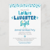 Jaarlijkse Chanoeka Party Fun Latkes Lachlicht Uitnodiging Briefkaart (Voorkant)