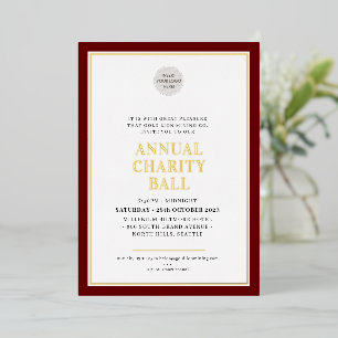 JAARLIJKSE CHARITY BALL plain elegant logo maroon  Folie Uitnodiging