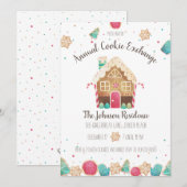 Jaarlijkse Cookie Exchange Gingerbread House Vakan Kaart (Voorkant / Achterkant)