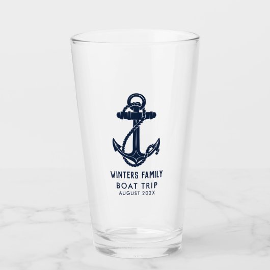Jaarlijkse Familie Boottocht Marine Blue Anchor Cu Glas (Voorkant)