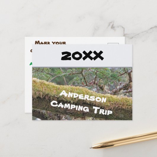 Jaarlijkse Familie Camping Reis Vakantie Aankondig Briefkaart (Voorkant / Achterkant in situ)