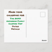 Jaarlijkse Familie Camping Reis Vakantie Aankondig Briefkaart (Achterkant)