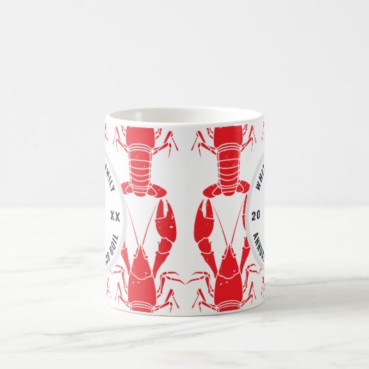 Jaarlijkse familie kreeft koken zeevruchten feest  koffiemok (Center)