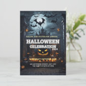 Jaarlijkse Familie Pompoen Carving Party Halloween Kaart (Staand voorkant)