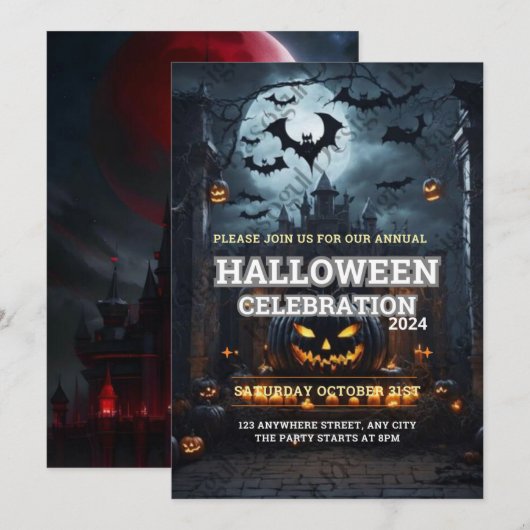 Jaarlijkse Familie Pompoen Carving Party Halloween Kaart (Voorkant / Achterkant)