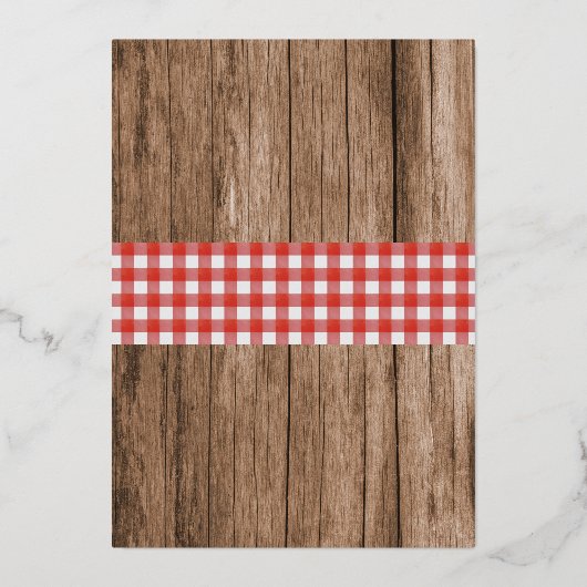 Jaarlijkse familiepicknick met kreeftsoep in rusti folie uitnodiging (Achterkant)