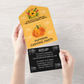 Jaarlijkse familiepumpkin Carving Party Halloween All In One Uitnodiging (Afscheurbaar)