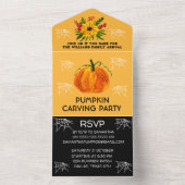 Jaarlijkse familiepumpkin Carving Party Halloween All In One Uitnodiging (Binnen)