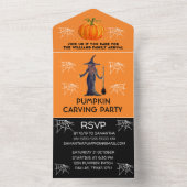 Jaarlijkse familiepumpkin Carving Party Halloween All In One Uitnodiging (Binnen)