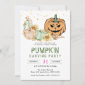 Jaarlijkse familiepumpkin Carving Party Halloween Kaart (Voorkant)