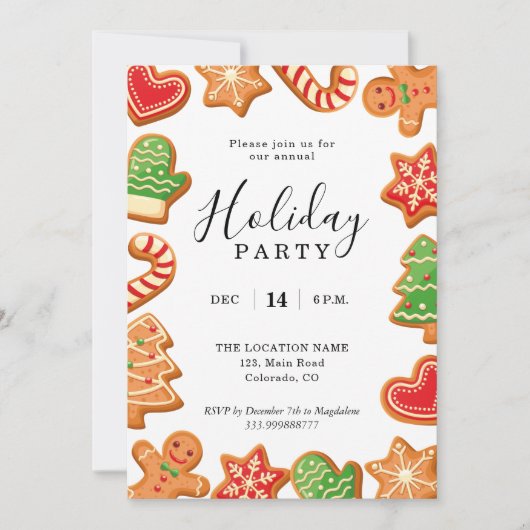 Jaarlijkse feestdag Gingerbrood Cookie-uitnodiging Kaart (Voorkant)