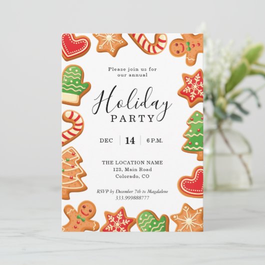Jaarlijkse feestdag Gingerbrood Cookie-uitnodiging Kaart (Staand voorkant)