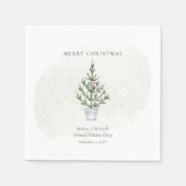 Jaarlijkse feestdag waterverf kerstboom servet (Voorkant)