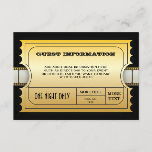 Jaarlijkse filmonderscheiding Golden Ticket Insert Kaart
