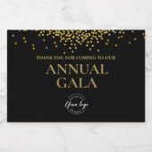 Jaarlijkse Gala Logo Black Gold Confetti Sparkling Wijnetiket (Enkel label)