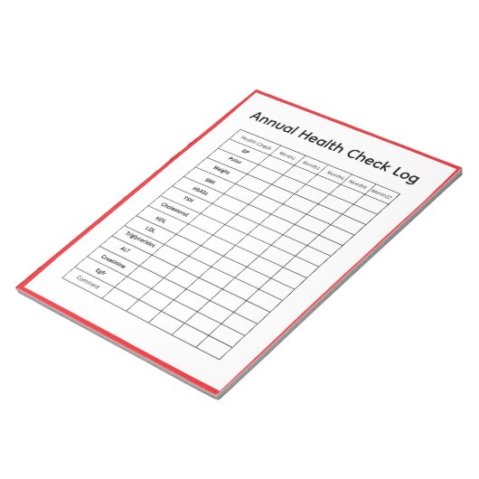 Jaarlijkse Gezondheidscheck Logboek Notitieblok (Schuin)