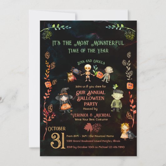 Jaarlijkse Halloween Kostuum Monster Party Kaart (Voorkant)