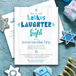Jaarlijkse Hanukkah Party Latkes Laughter Light Ru Uitnodiging Briefkaart