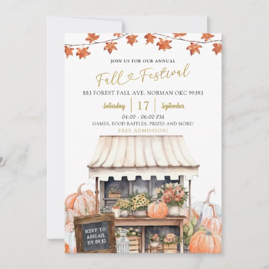Jaarlijkse Herfst Pumpkin Herfst Uitnodiging (Voorkant)