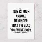 Jaarlijkse herinnering Snarky Birthday Bedankt voo Briefkaart (Voorkant)