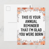 Jaarlijkse herinneringen Snarky Birthday, Birthday Briefkaart (Voorkant / Achterkant)