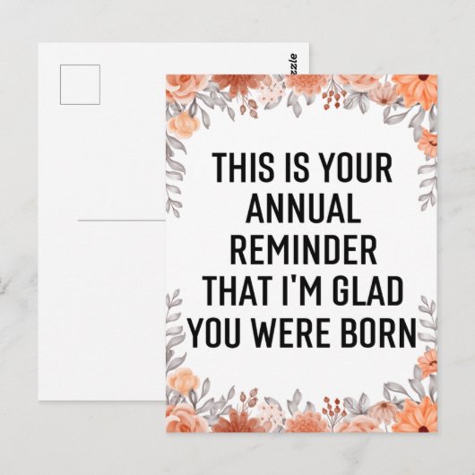 Jaarlijkse herinneringen Snarky Birthday, Birthday Briefkaart (Voorkant / Achterkant)