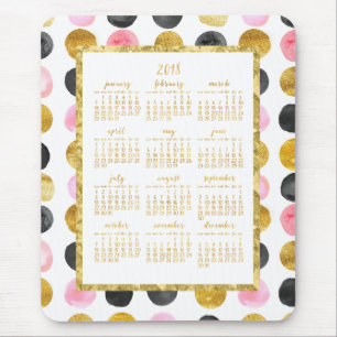 Jaarlijkse kalender 2018 Muismatten Roze en gouden