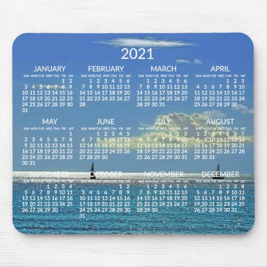 Jaarlijkse kalender 2021 Muismatten Beach Foto (Voorkant)