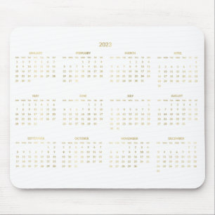 Jaarlijkse kalender 2023 Faux Gold en White Muismat