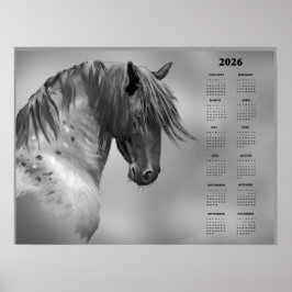 Jaarlijkse kalender Appelgrauwe paard (halfglans) Poster