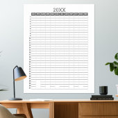 Jaarlijkse Kalender -- Grijs Witte Doelenplanner Poster