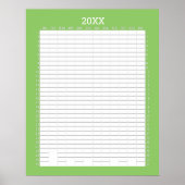 Jaarlijkse Kalender - Lime Witte Doelenplanner Poster (Voorkant)