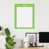 Jaarlijkse Kalender - Lime Witte Doelenplanner Poster (Thuiskantoor)