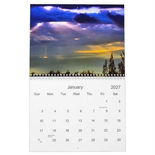 Jaarlijkse kalender Maui Hawaii (Jan 2027)