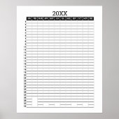 Jaarlijkse Kalender - Zwart Wit Doelplanner Poster (Voorkant)